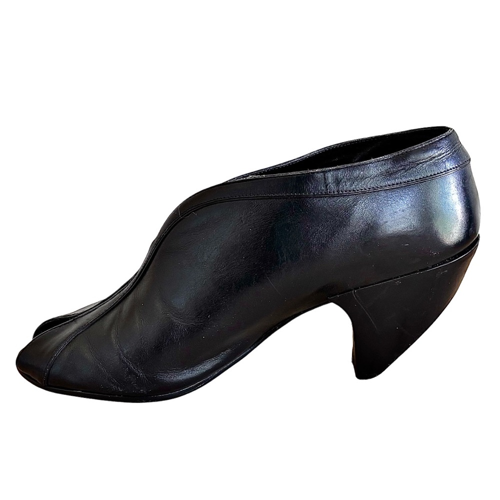 MARC JACOBS Black Leather Peep Toe Booties - Picture 7 of 14